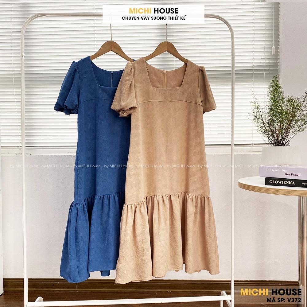 Đầm Suông Đuôi Cá Cổ Vuông MICHI House V372 Váy Chất Xốp Mát Dáng Xuông Dễ Mặc Xinh