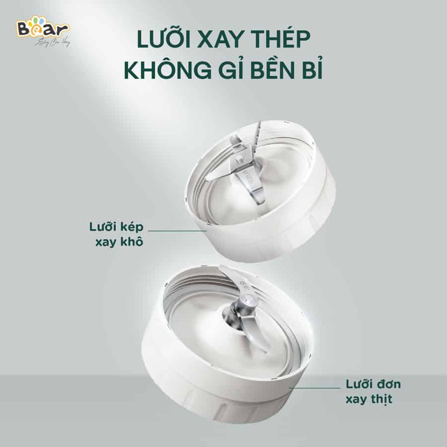 Máy Xay Sinh Tố Đa Năng 3 Cối BEAR Xay Thịt, Xay Đồ Khô, Xay Đồ Ăn Dặm Công Suất Lớn BL-B10V2- Hàng chính hãng