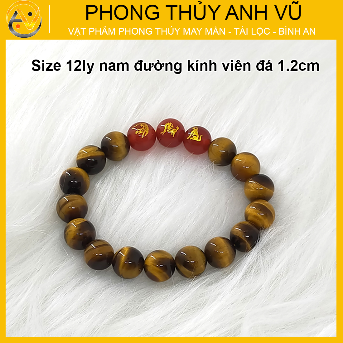 Vòng tam hợp dần ngọ tuất đã khai quang - chất liệu mắt hổ tự nhiên - vòng tay phong thủy may mắn tài lộc - Vòng Tam Hợp Anh Vũ
