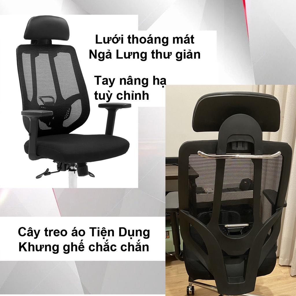 Ghế Văn Phòng Chân Xoay, Lưng Cao, Có Tựa Đầu, Ngả Lưng Thư Giãn AZP-G512-ĐEN - Hàng Nhập Khẩu