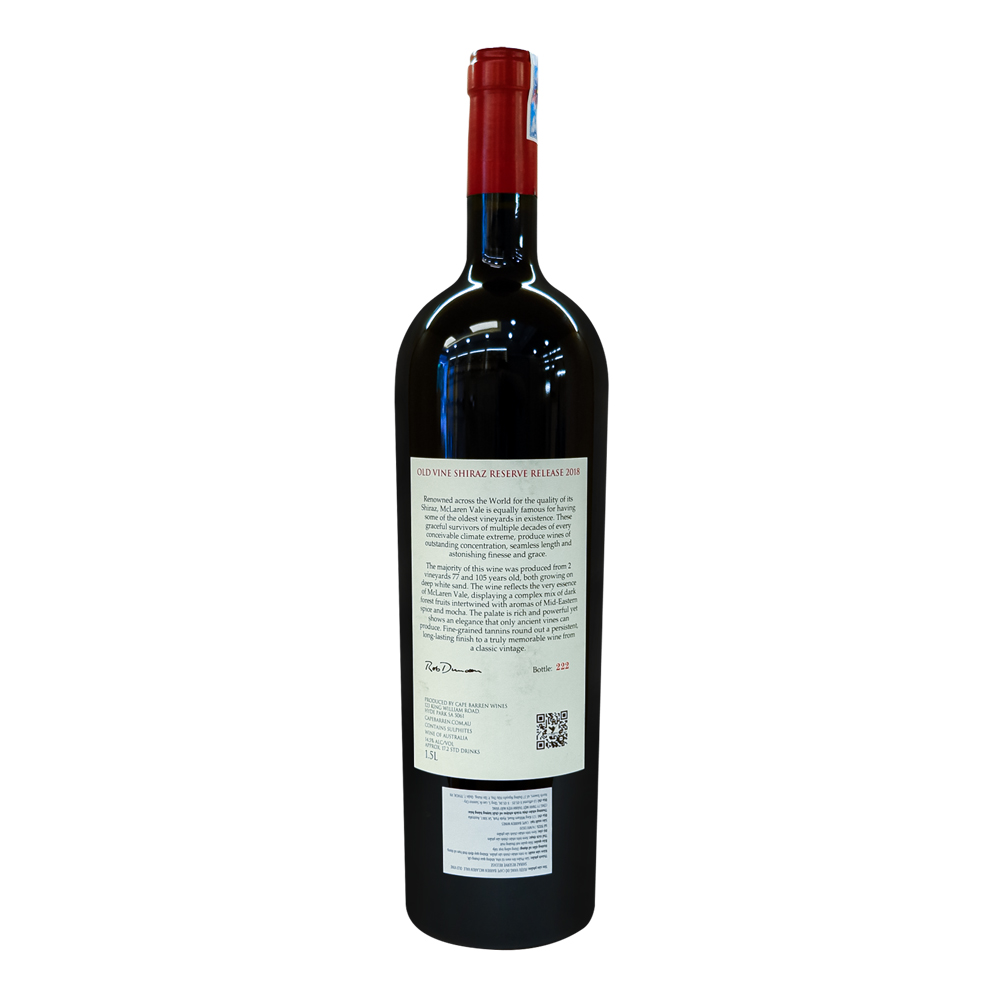 Rượu Vang Đỏ Cape Barren Old Vine Reserve McLaren Vale Shiraz 1.5L 14,5% - Úc - Hàng Chính Hãng