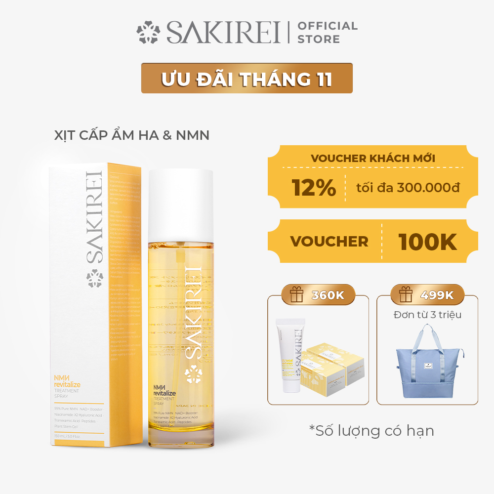 Xịt NMN và HA chống lão hóa, giúp cấp ẩm, phục hồi da Sakirei NMN Revitalize Treatment Spray 150ml
