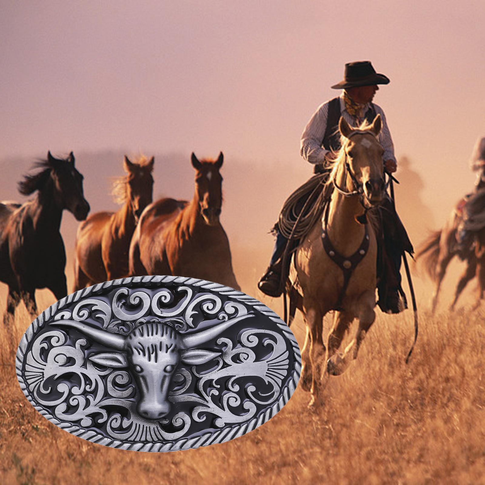 Retro Western Belt Buckle Cowboy Novelty Unique for Men Women Antique Fits Belt