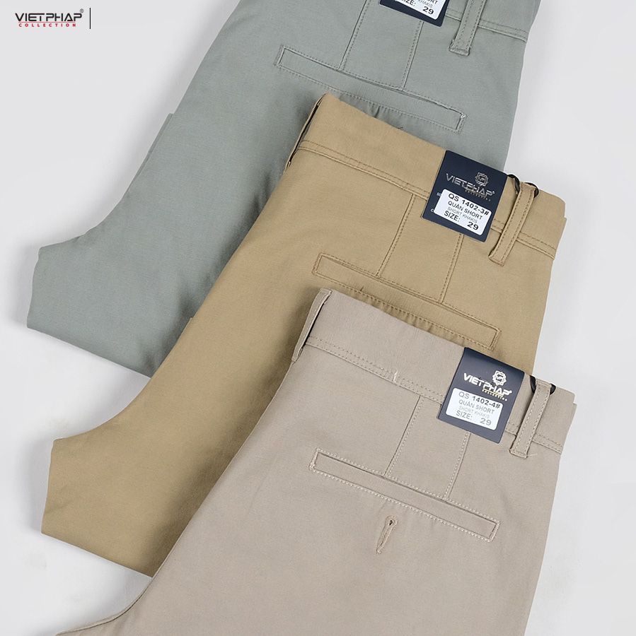 Quần Short Kaki Cao Cấp VIỆT PHÁP/ Form basic/ thêu logo sườn, chất liệu dệt cotton mềm mịn hút mồ hôi ,không phai màu 1402