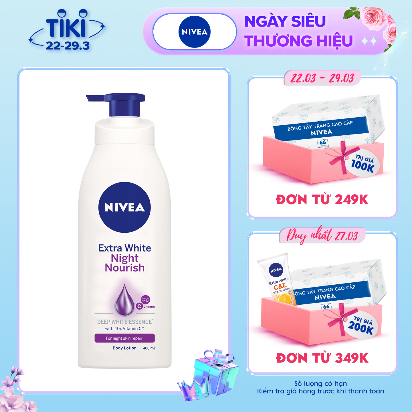 Sữa Dưỡng Thể Trắng Da Nivea Ban Đêm 400ml - 88126