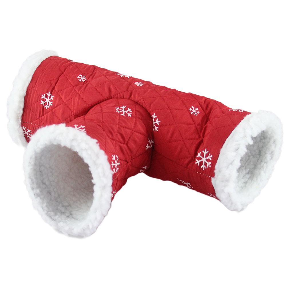 3 Ways Warm Pet Fun Tunnel Hamster Rabbit Ferret Guinea Pig Play Toy Red