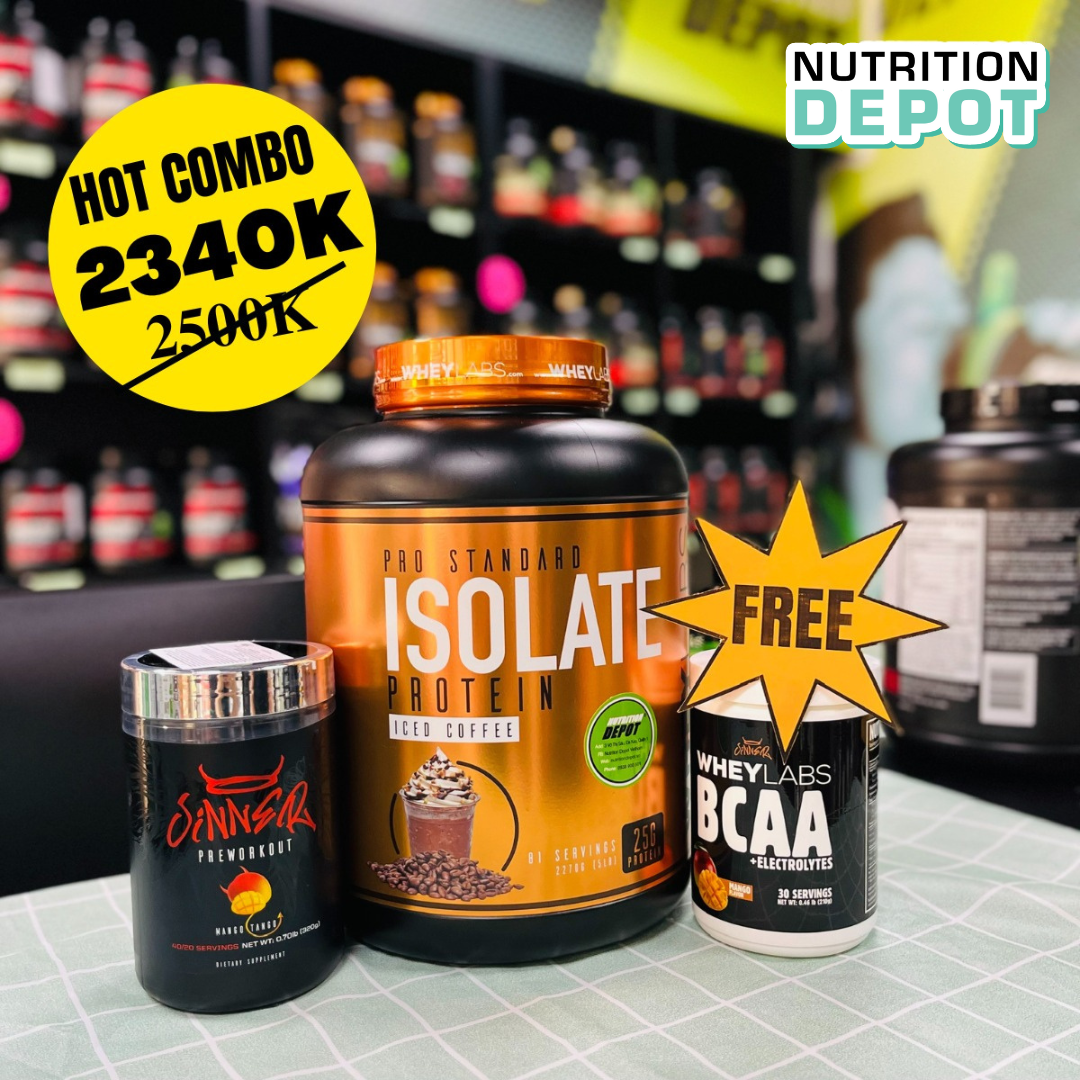 Sữa tăng cơ Wheylabs Pro Standard Isolate Protein Hộp 2.27 kg và Sinner Pre workout 320g – TẶNG KÈM Wheylabs BCAA 30 lần dùng