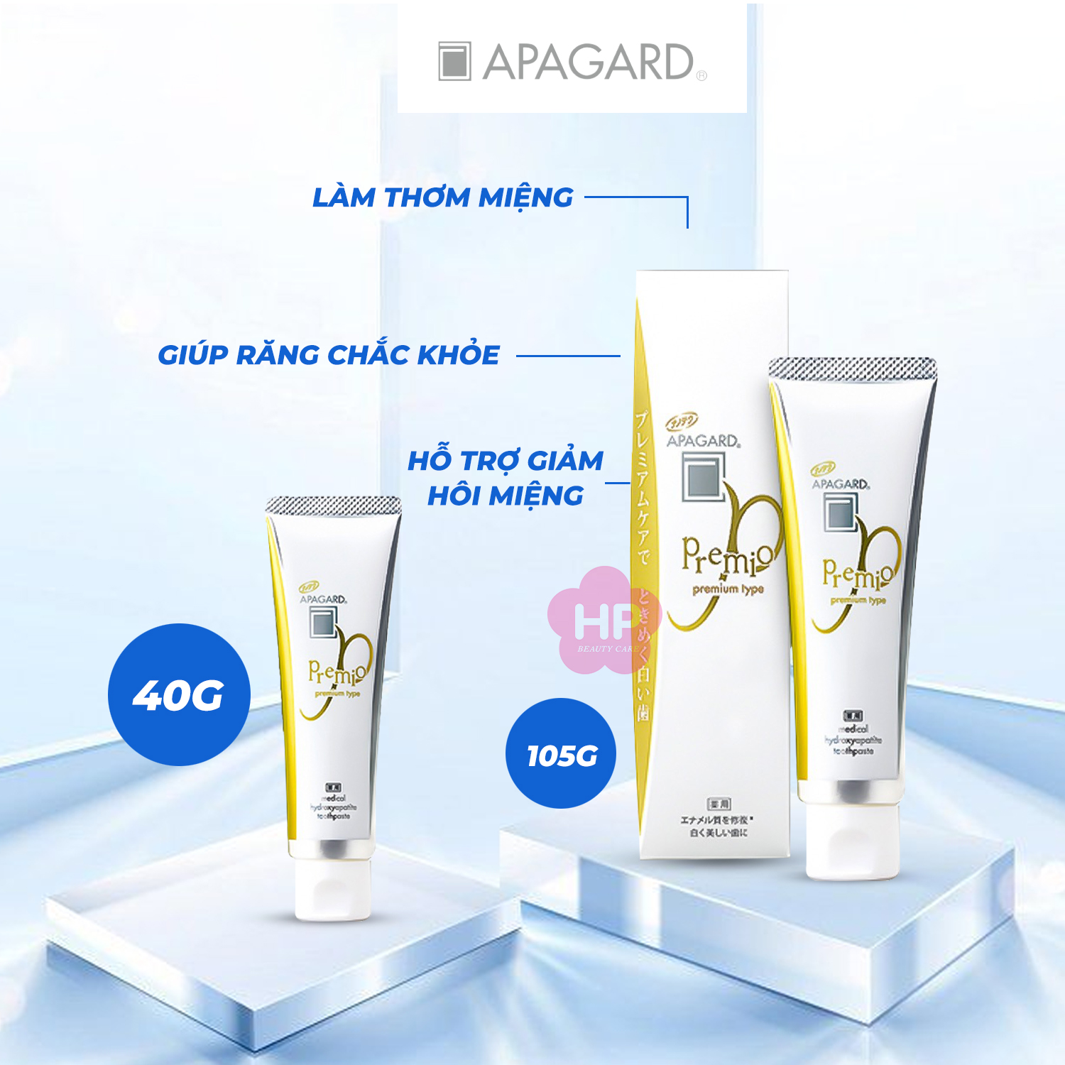 Combo 2 Tuýp Kem Đánh Trắng Răng Cao Cấp Apagard ( 105g + 40g ) Apagard Premio