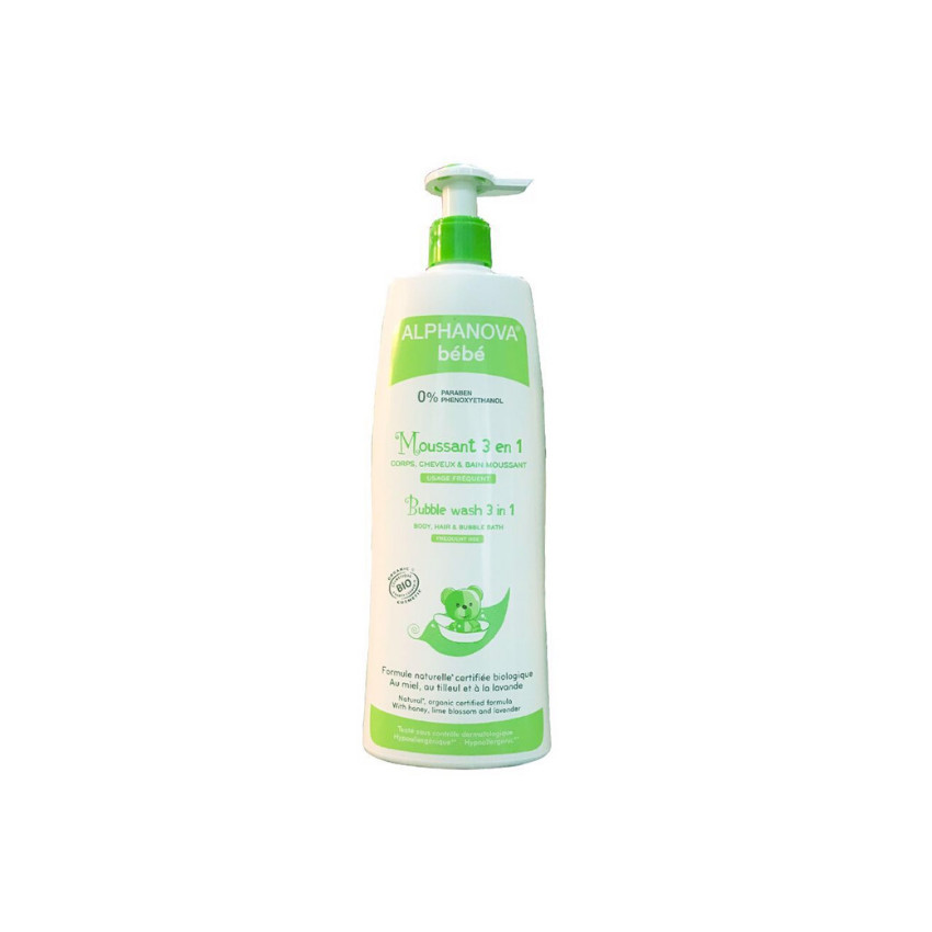 Sữa tắm gội hữu cơ tạo bọt cho bé 3 trong 1 Alphanova 500ml