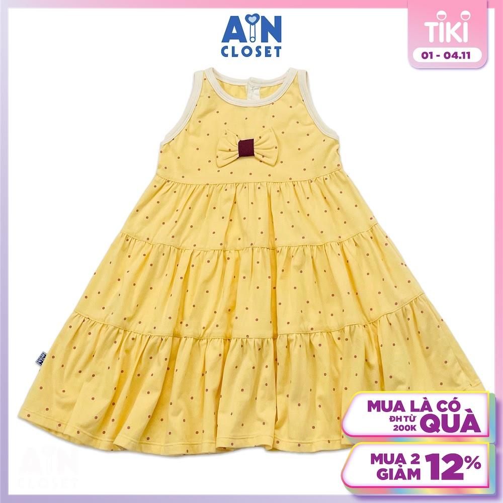 Đầm bé gái họa tiết Bi nhí vàng thun cotton - AICDBGF8URFV - AIN Closet