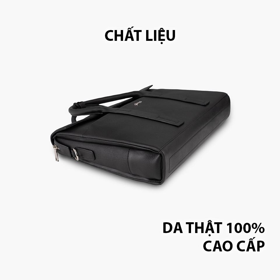 Túi Xách Nam Cặp Da Đựng Laptop GENCE CDX12 Chất Liệu Da Bò Mềm Cao Cấp Màu Đen