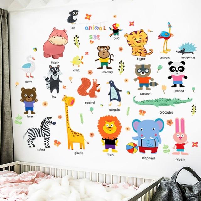 Decal dán tường Vườn thú tiếng anh 02
