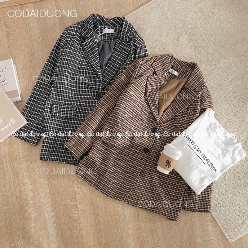 Áo blazer dạ kẻ túi nắp mã B24