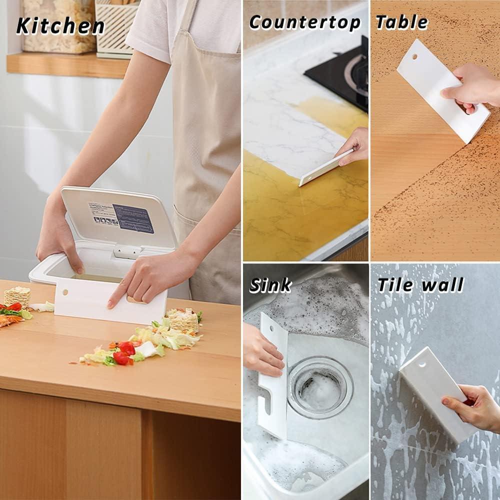 Silicon trắng vắt với móc treo, lưỡi nước để làm sạch kính tắm phòng tắm