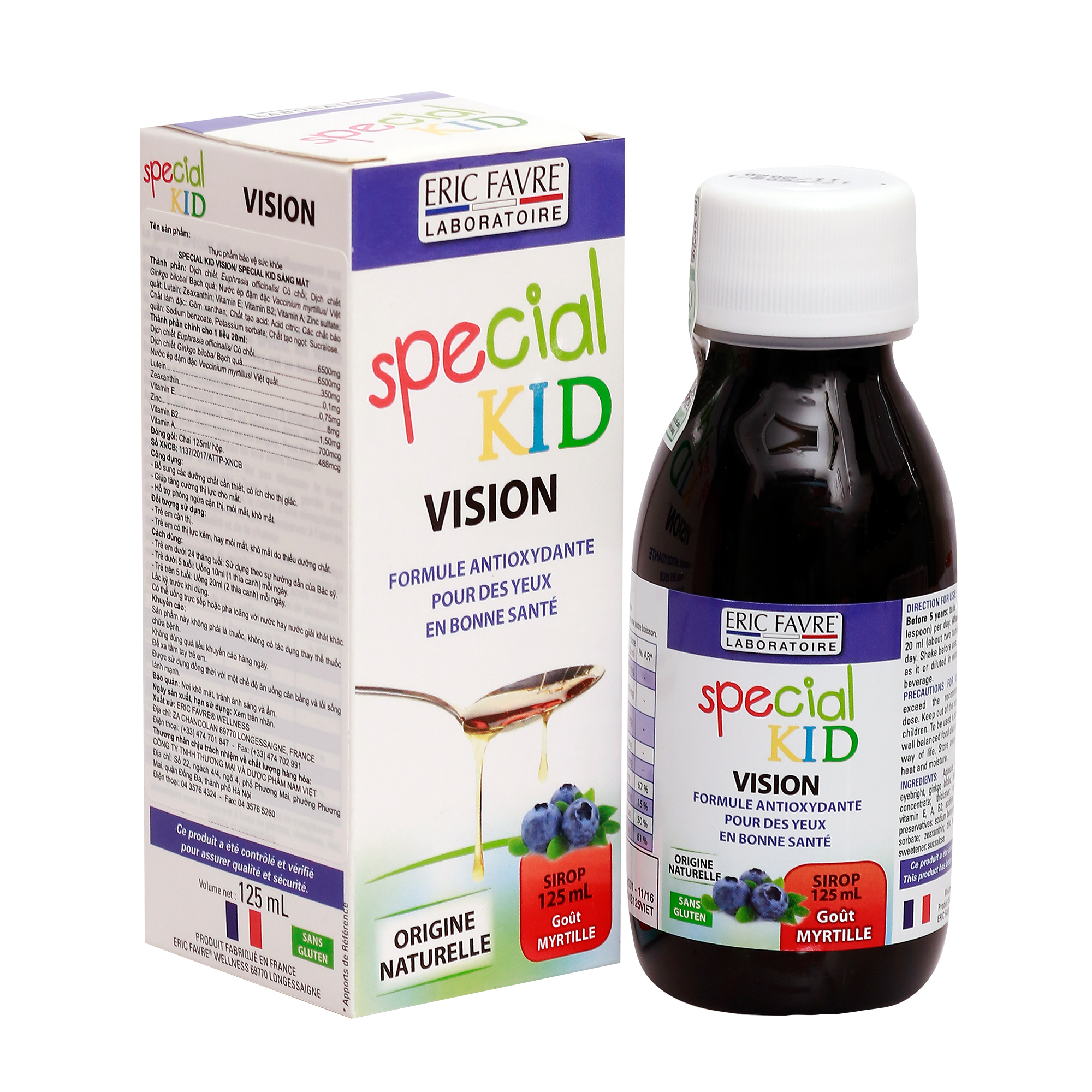 TPBVSK Special Kid Vision - Siro tăng cường thị lực, cơ chế bảo vệ mắt 3 lớp, hỗ trợ ngăn ngừa ánh sáng xanh (125ml) [Nhập khẩu Pháp]