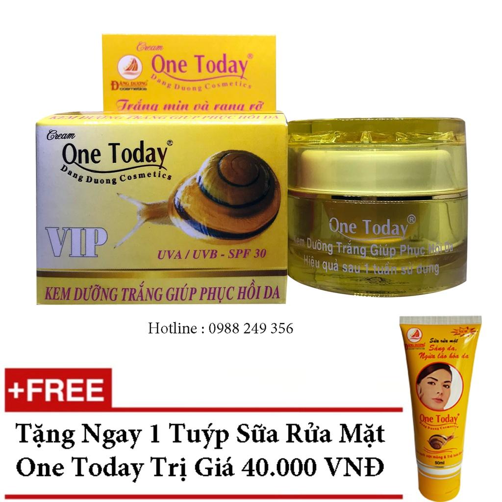 KEM DƯỠNG TRẮNG GIÚP PHỤC HỒI DA ONE TODAY 20G + TẶNG SỮA RỬA MẶT ONE TODAY