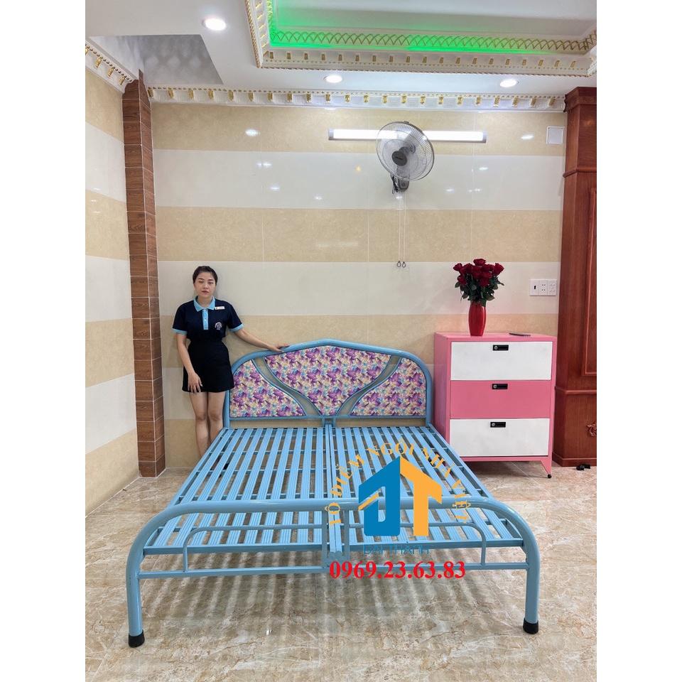 Giường sắt kích thước ngang 1m6 dài 2M – GS39 mẫu đơn giản, tiện dụng