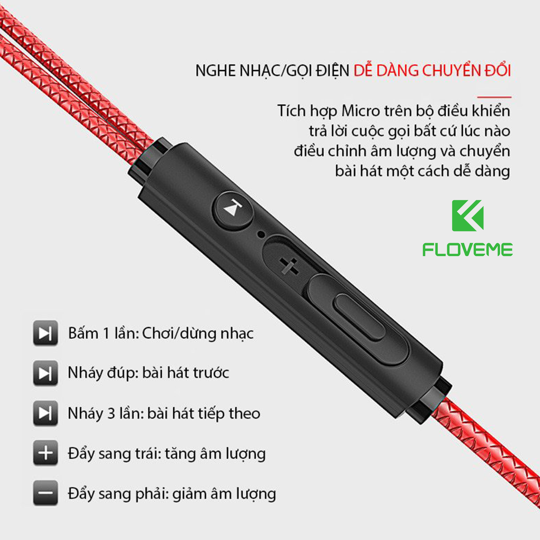 Tai nghe có dây gaming có mic FLOVEME G901 dùng được cho điện thoại và máy tính , khử tiếng ồn - Hàng chính hãng