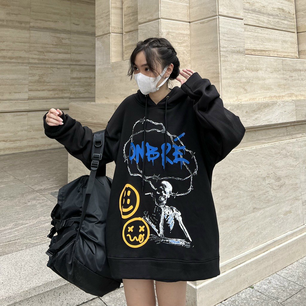 Áo hoodie ome thấm hút mồ hôi, áo khoác hoodie onbre mặt cười nón 2 lớp mới về, áo hoodie nam nữ hoạt hình unisex ullzang hàn quốc cá tính chống nắng che mưa