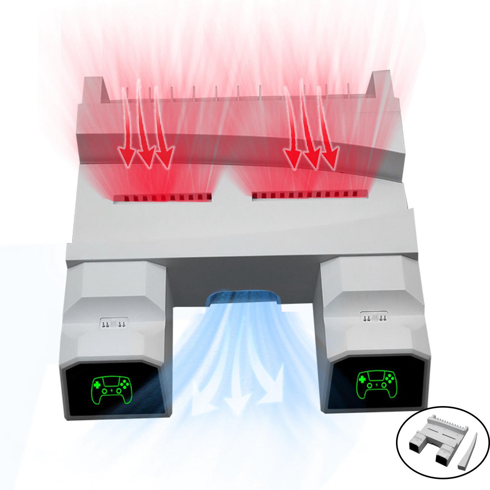 Dual Controller Charging Station with Cooling Fan for PS5 3A Charger