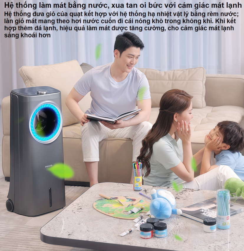 Quạt không cánh phun sương tạo ẩm kiêm lọc không khí ion âm và khử khuẩn UV thương hiệu Hà Lan Philips ACR4246X Serial 4000 - Hàng nhập khẩu