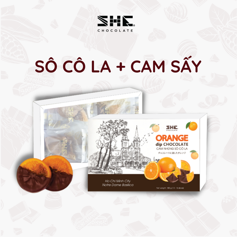 Cam nhúng socola hộp 100g - Quà tặng du lịch phong cảnh Nhà Thờ Đức Bà Thành phố Hồ Chí Minh