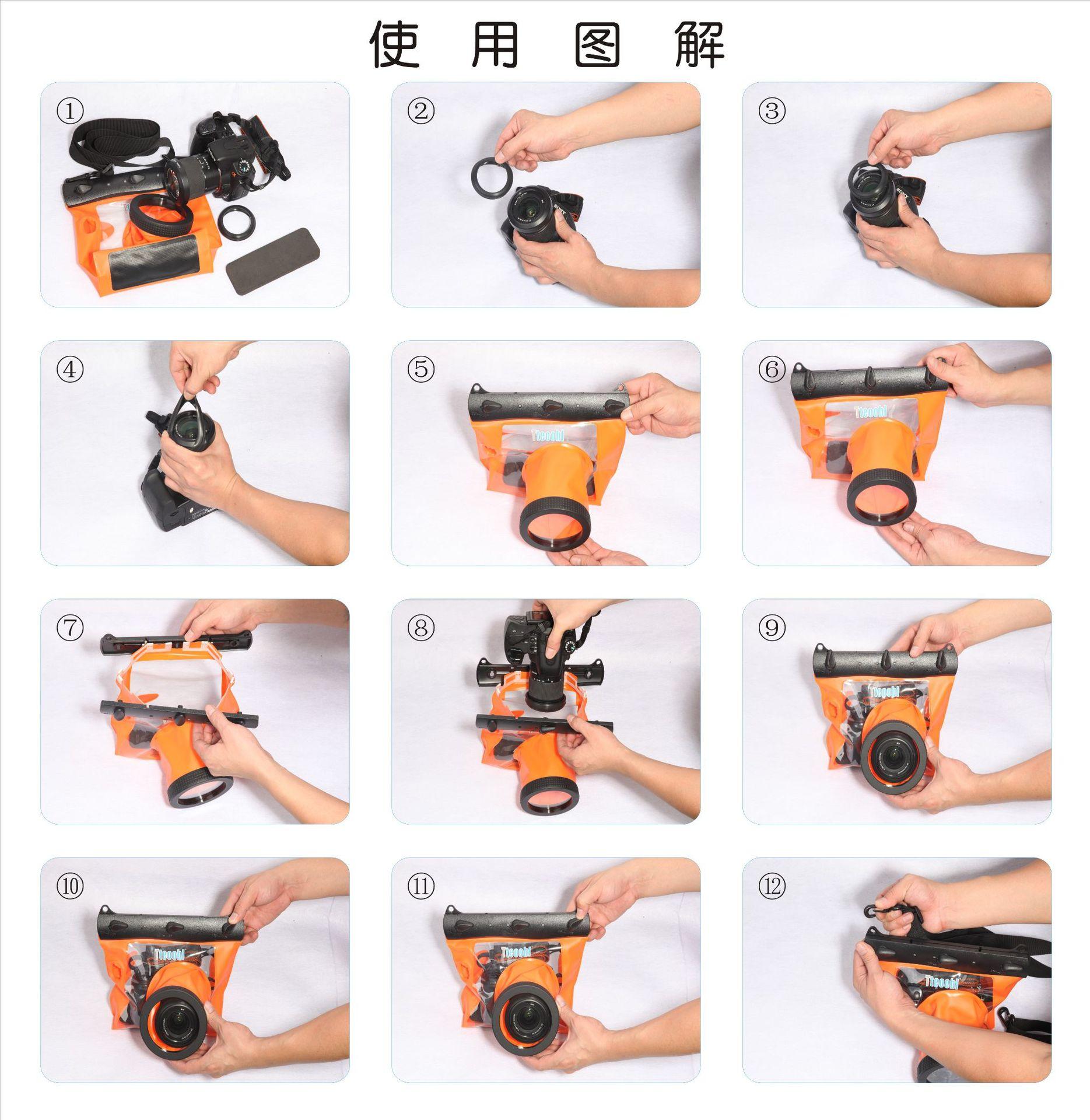 Túi Đựng Máy Ảnh Lặn Dưới Nước GQ-518M 20m Túi Đựng Máy Ảnh Túi Khô Túi Khô Chống Nước Cho Canon Nikon DSLR SLR Màu: Trắng