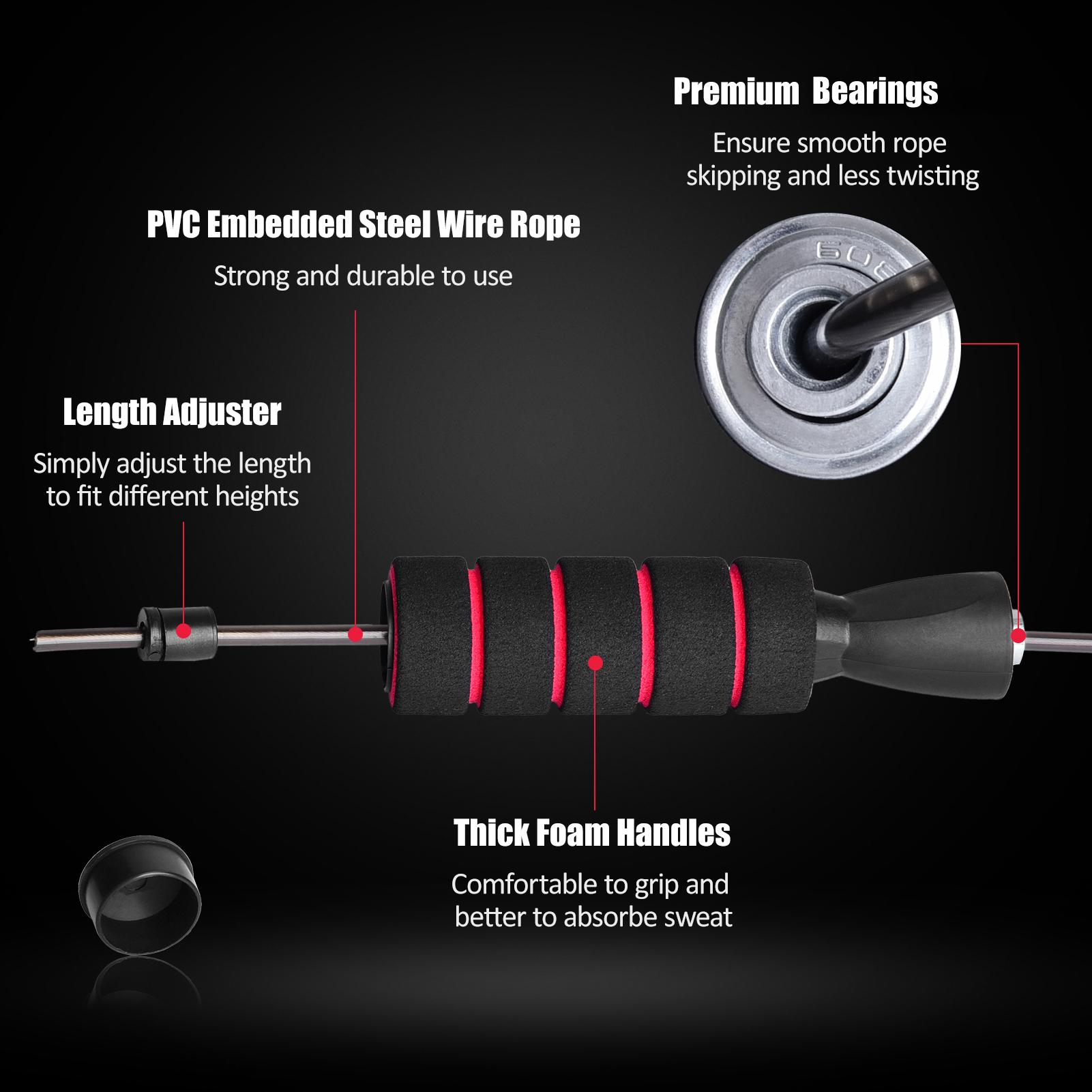 Dây nhảy có thể điều chỉnh, tay cầm thép cho nam nữ, trẻ em tập thể thao