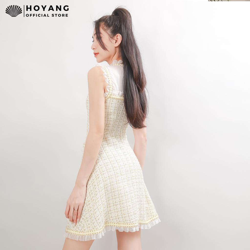 Đầm Dạ Tweed Phối Ren Sang Trọng HOYANG DHY69