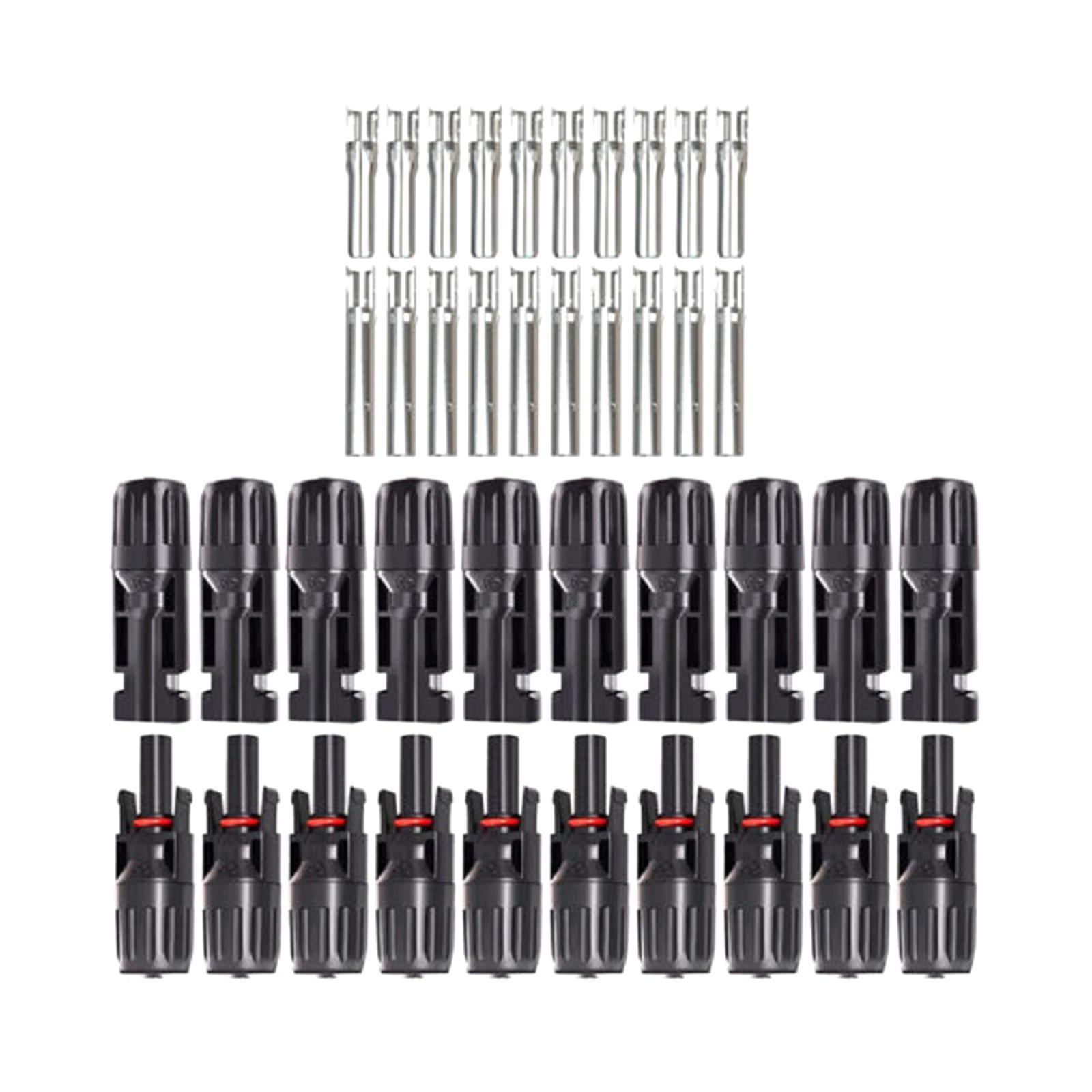 Solar Panel Connectors , Solar Panel Cable Connectors, 10 Pairs Male/Female Line Solar Connectors for Photovoltaic Systems, Garden