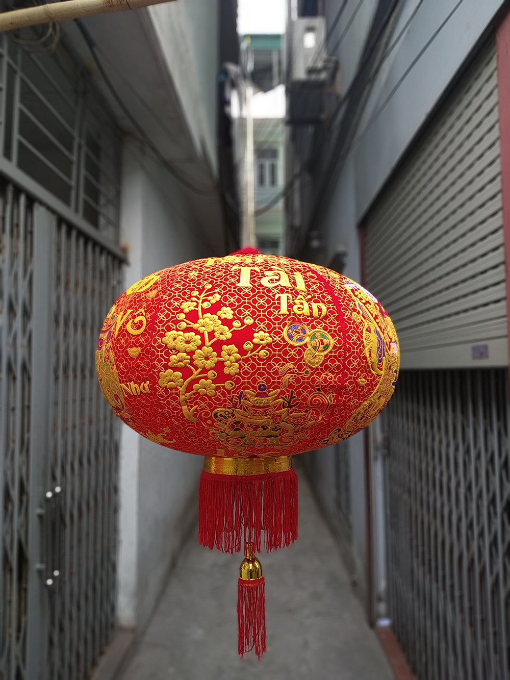 Đèn lồng trang trí Tết cao cấp in nổi cao 80cm đường kính 60cm