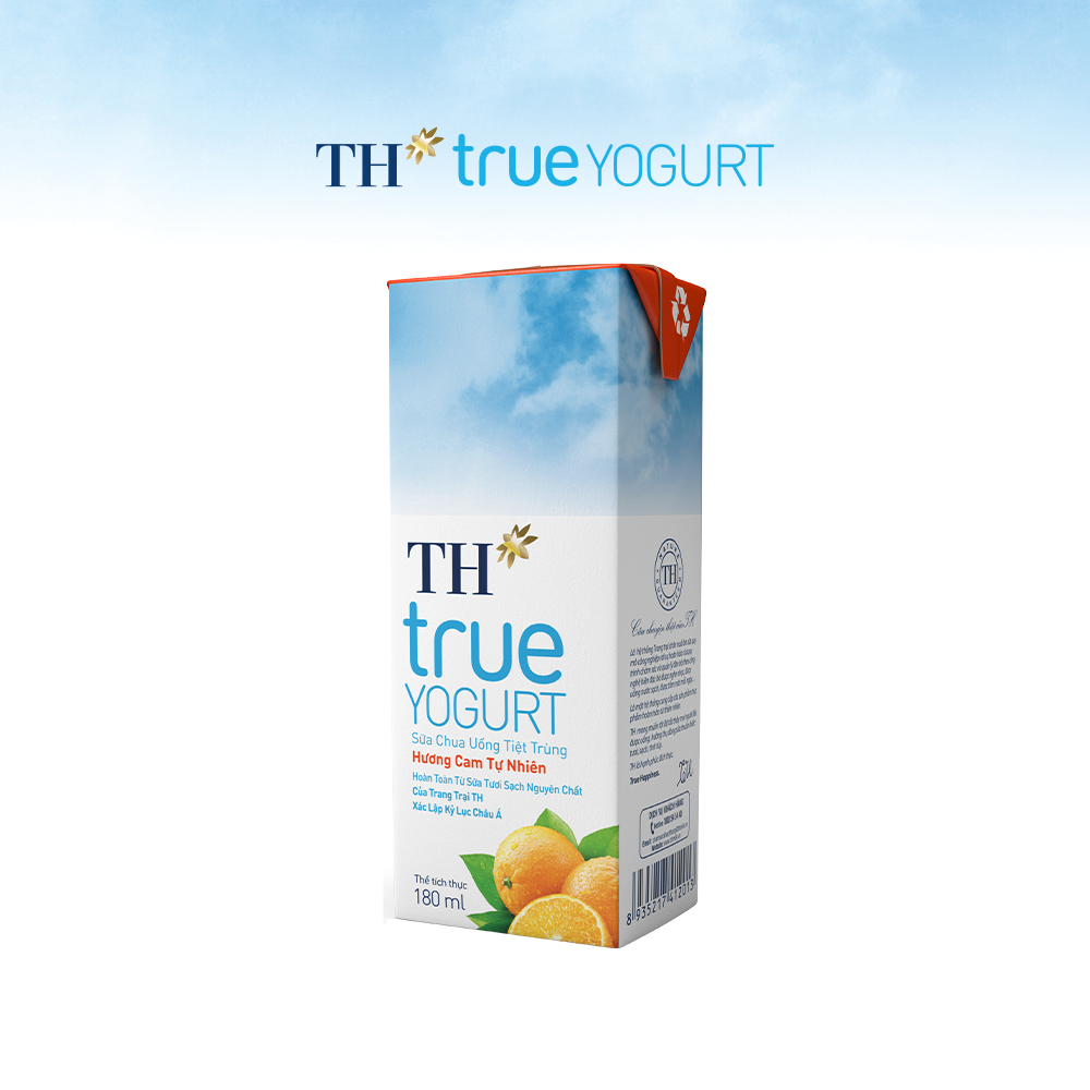 Thùng 48 hộp sữa chua uống tiệt trùng TH true YOGURT hương cam tự nhiên 180 ml (180 ml x 48)