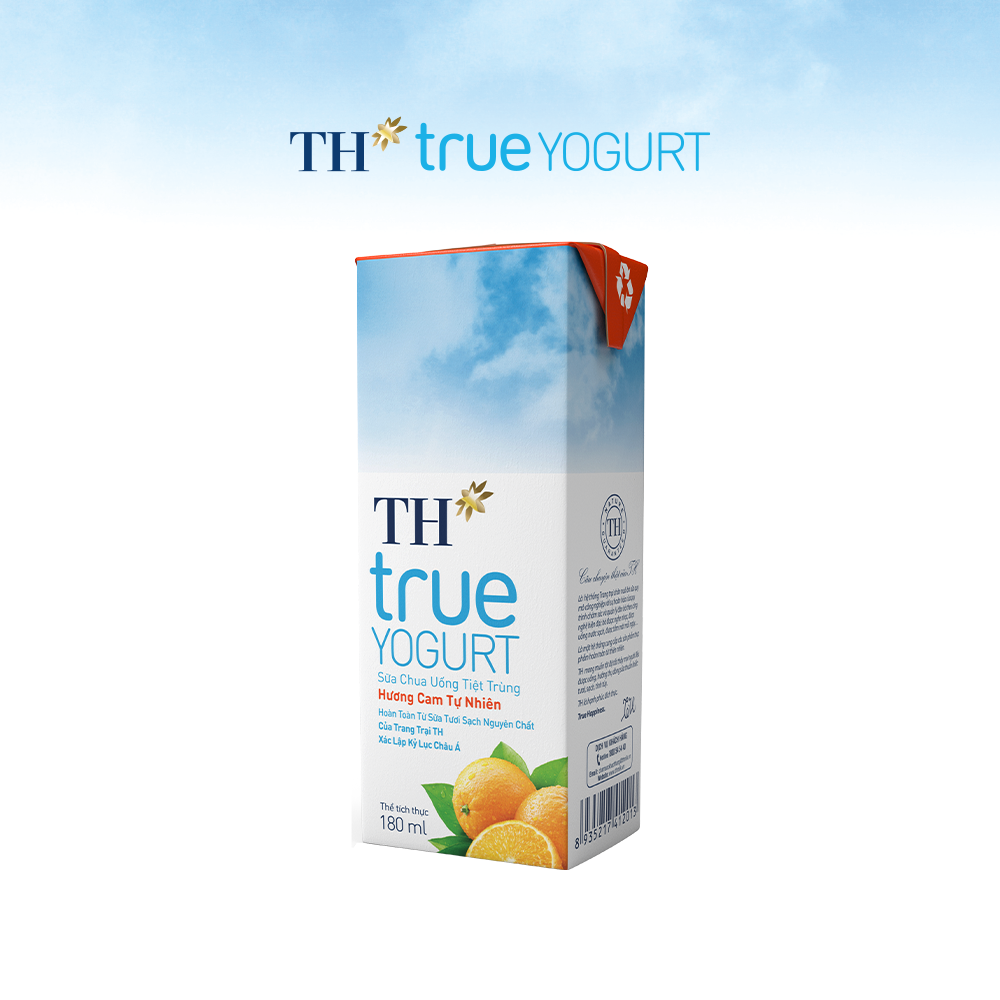 Thùng 48 hộp sữa chua uống tiệt trùng hương cam tự nhiên TH True Yogurt 180ml (180ml x 48)