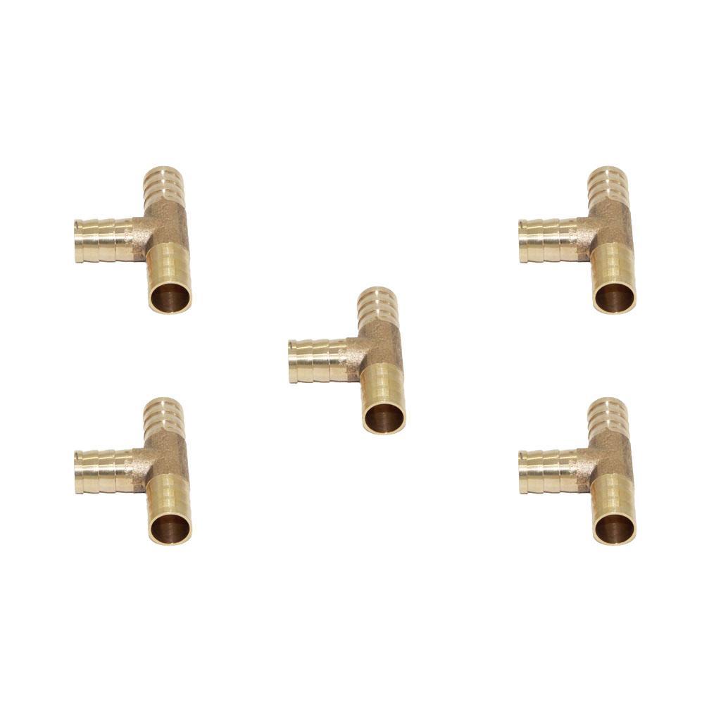 3-5pack 5pcs Brass T Type Joiner Fuel Hose Joiner Tee Connector Air Water Gas