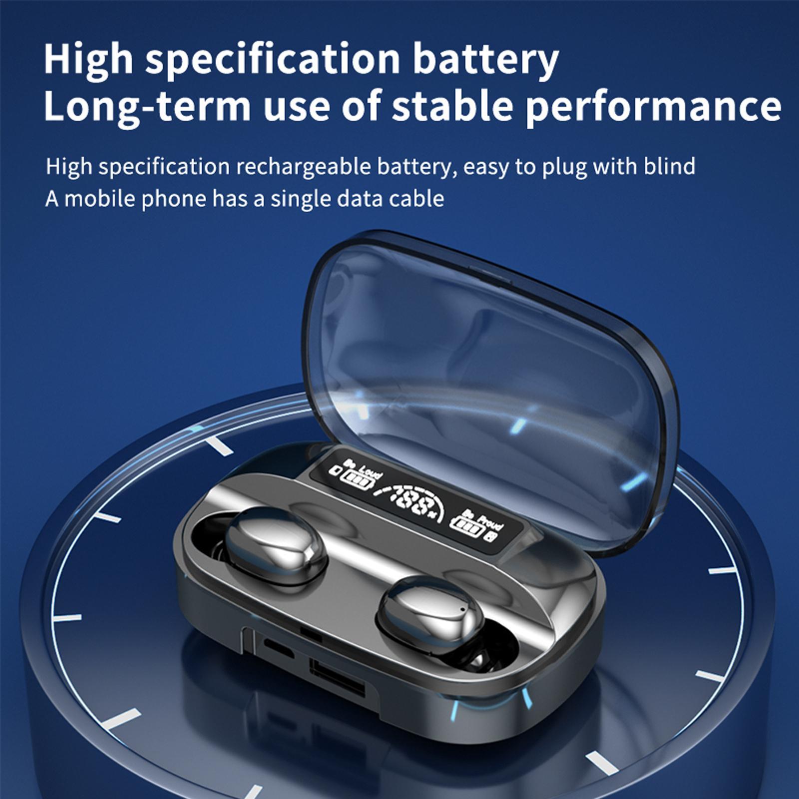 Wireless Headphones Earbuds LED Display HiFi Sound for Phones