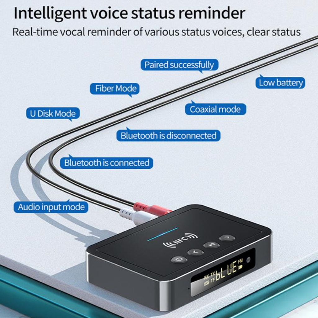 Bộ Thu Bluetooth 5.0 NFC Cho Loa Và Amply M6 Bộ Chuyển Đổi Âm Thanh Không Dây AUX 3.5mm RCA HIFI 3 Trong 1 Có Điều Khiển Từ Xa Cho USB Phát Và Truyền Thẻ TF Màn Hình Led