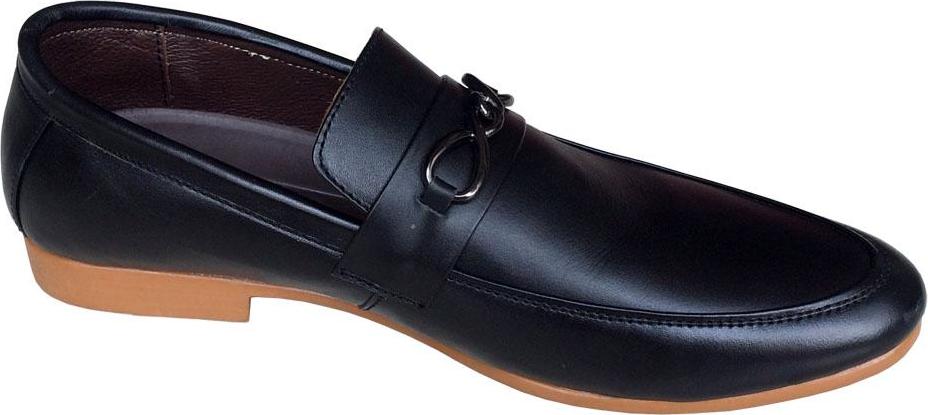 Giày tây nam Trường Hải không dây da bò thật màu đen đế kếp mềm không trơn hàng may chắc chắn GT079