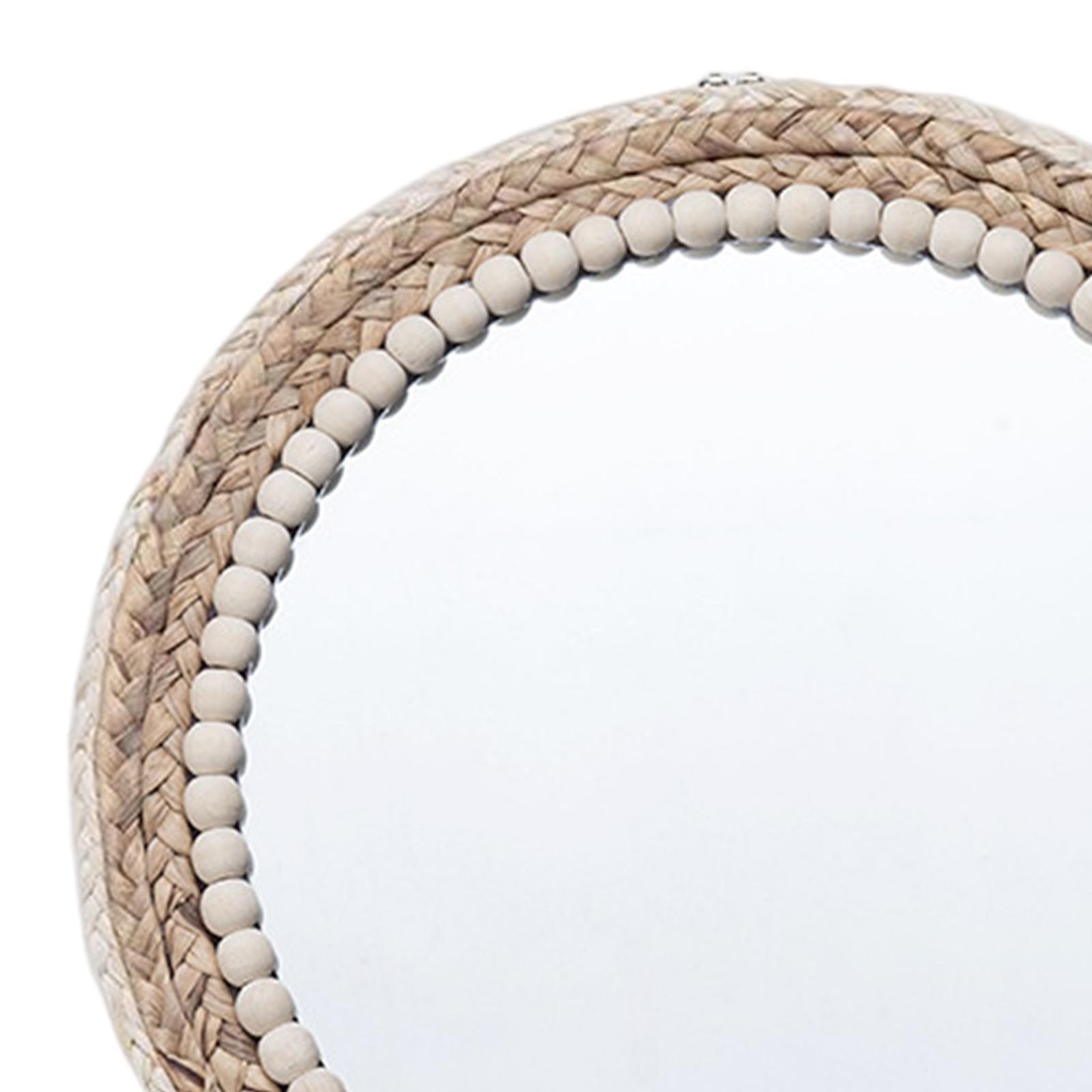 Hanging Wall Mirror,Art Ornament Beads Round Decorative Mirror,Art Ornament for Apartment Home Bedroom Living Room