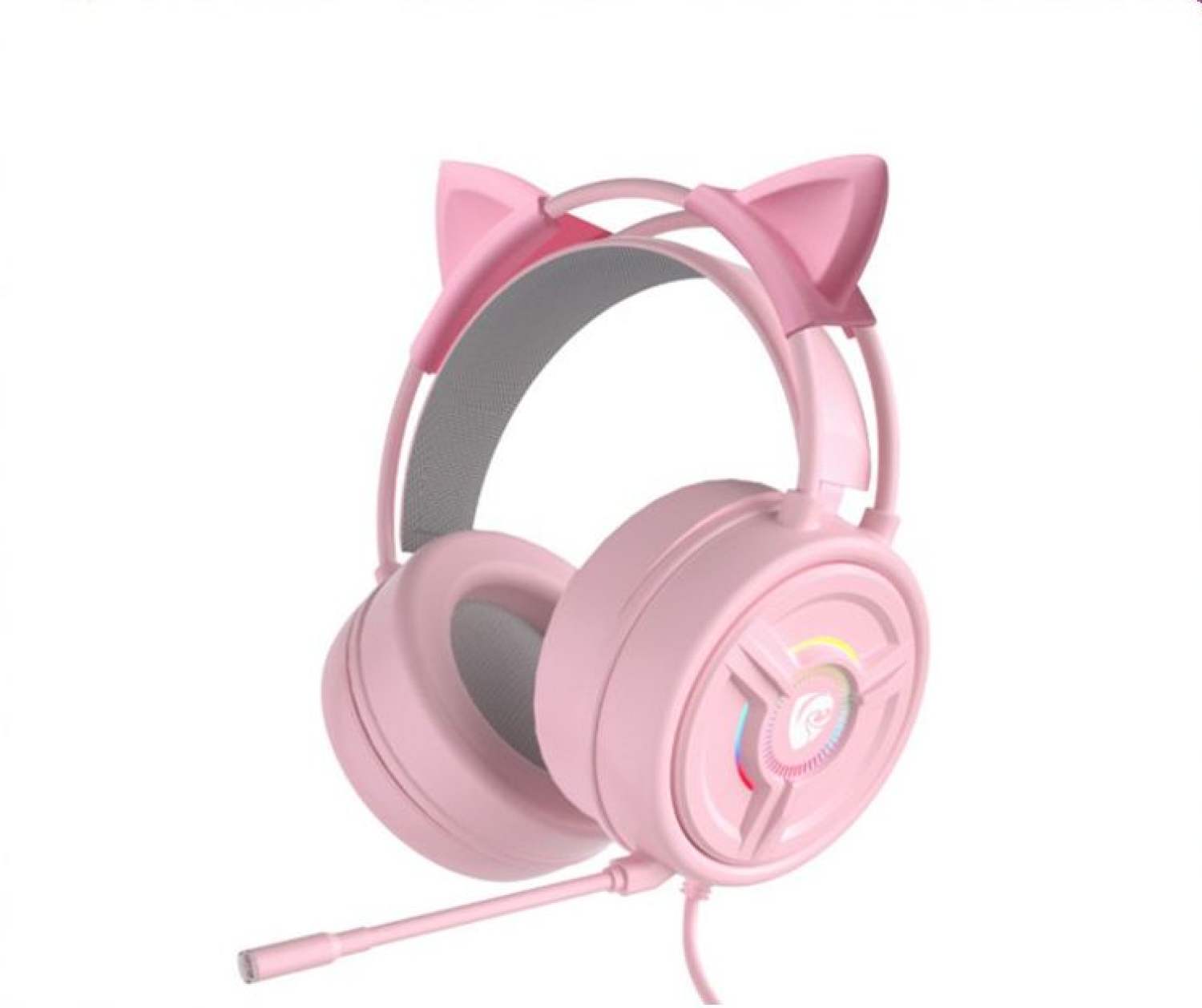 Tai Nghe Trùm Đầu Chơi Game Psh-200 3.5 màu hồng Có Đèn Led tai mèo cực xinh - JL