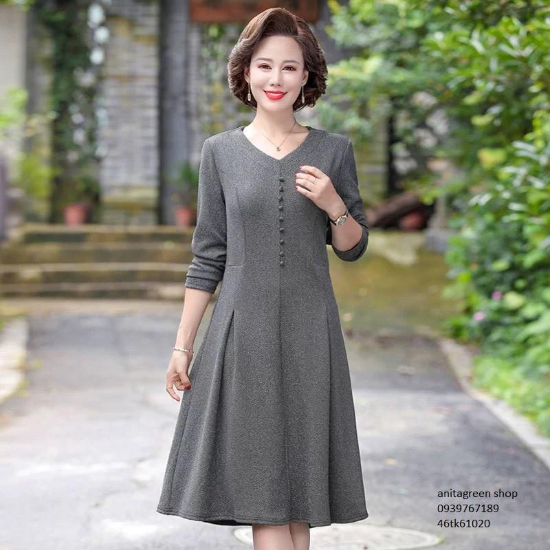 Tk61020-Đầm xòe trung niên quý cô