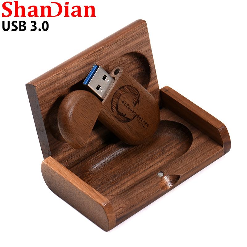 Shandian Walnut Wood USB 3.0 Flash Drive 4GB 8GB 16GB 32GB 64GB PEN DRIVE LOGO MIỄN PHÁ