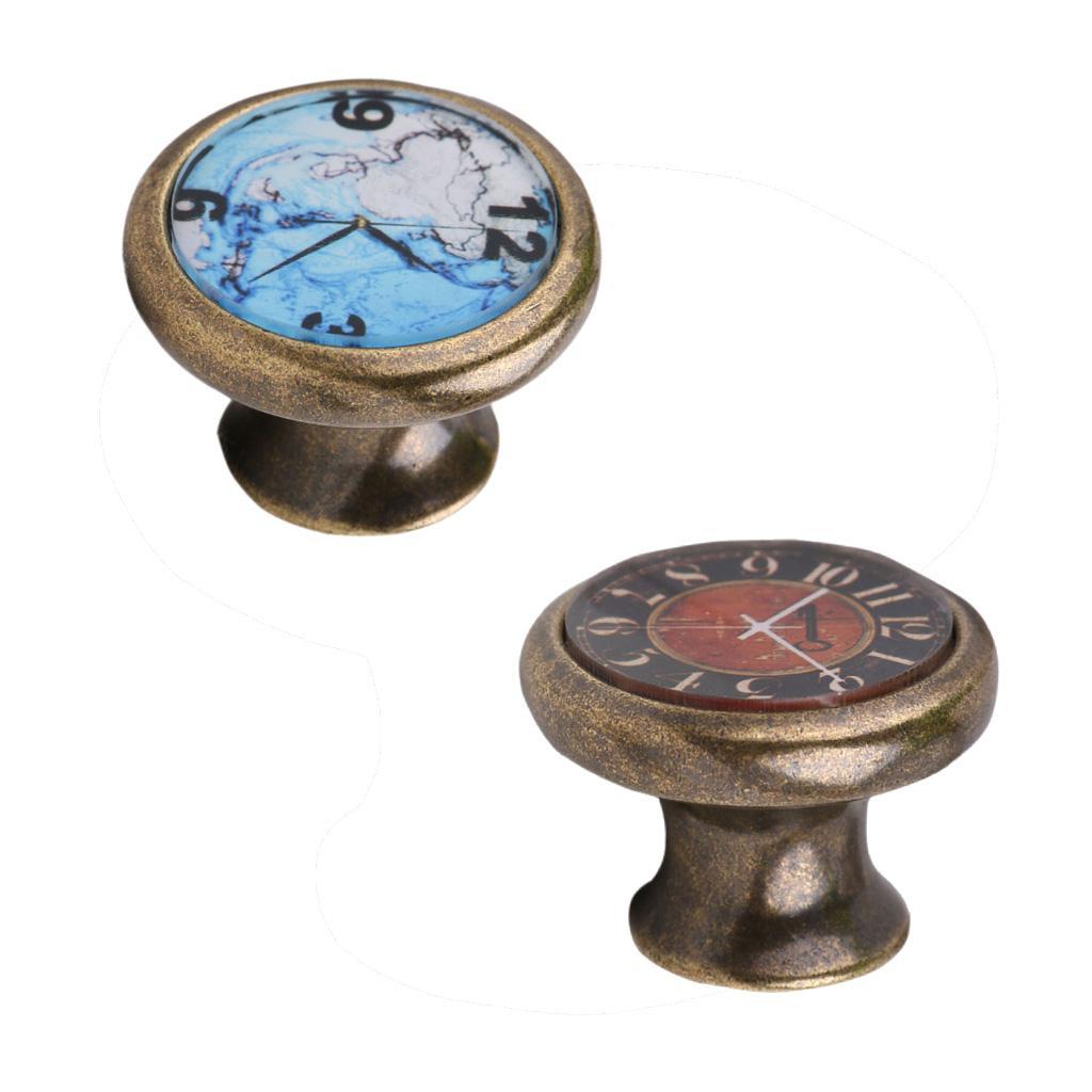 2x Vintage Brass Kitchen Cabinet Wardrobe Door Handles Drawer Pulls Knob #1