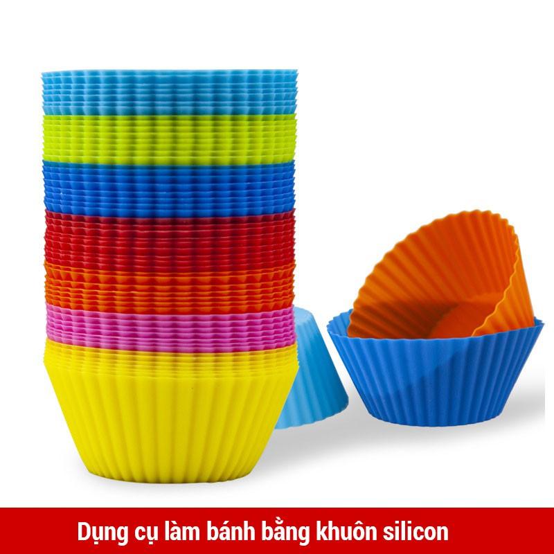 Khuôn cupcake silicon 7cm Dụng Cụ Làm Bánh Khuôn Làm Bánh Bông Lan, Muffin, Thạch, Rau Câu Tiện Lợi