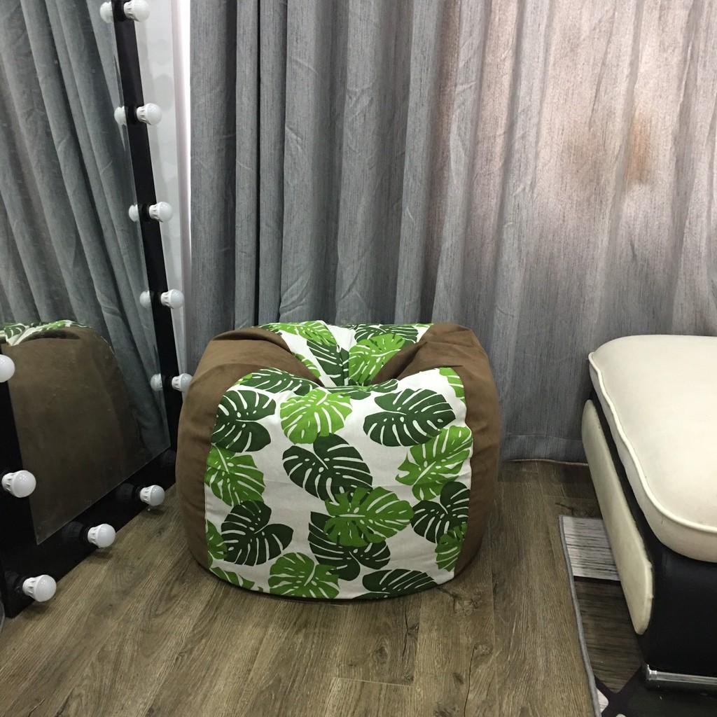 Ghế xốp dáng lê họa tiết , cỡ M, thô canvas mix tone Xanh