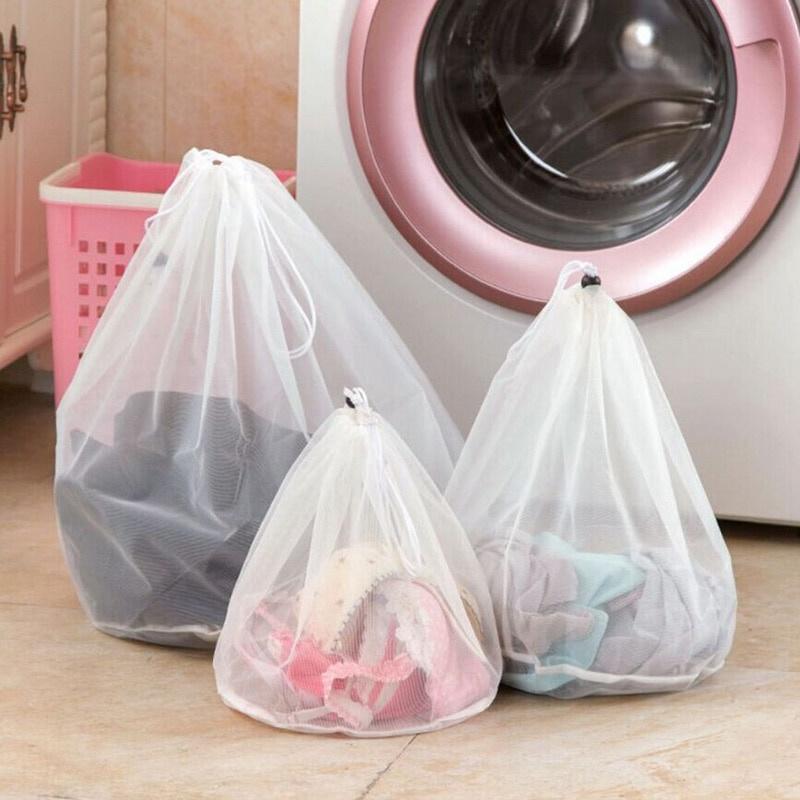 Túi giặt lưới có dây rút túi giặt lưới nylon cho đồ lót, vớ, quần áo dùng cho máy giặt 3 kích cỡ.
