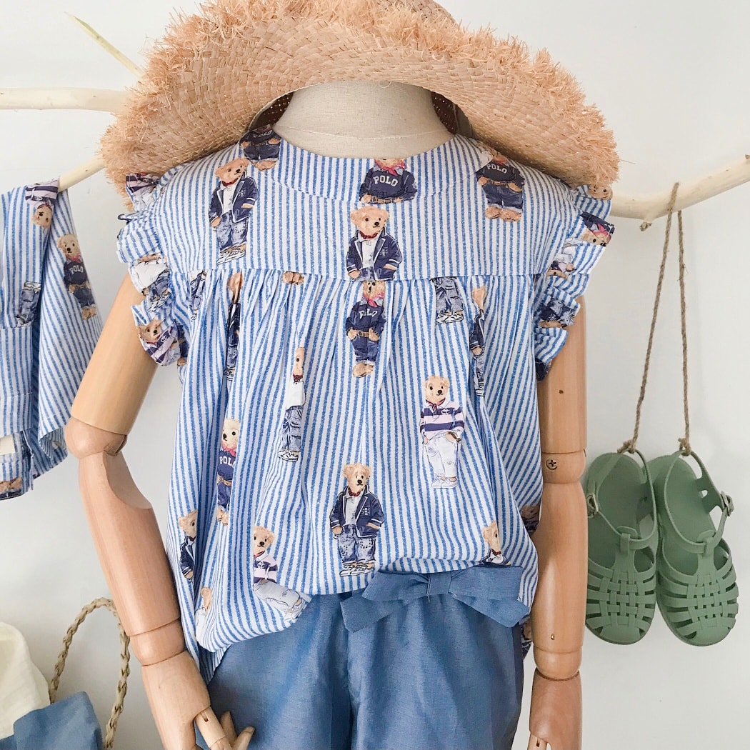 SÉT BỘ BÉ GÁI ÁO TAY BÈO QUẦN NƠ