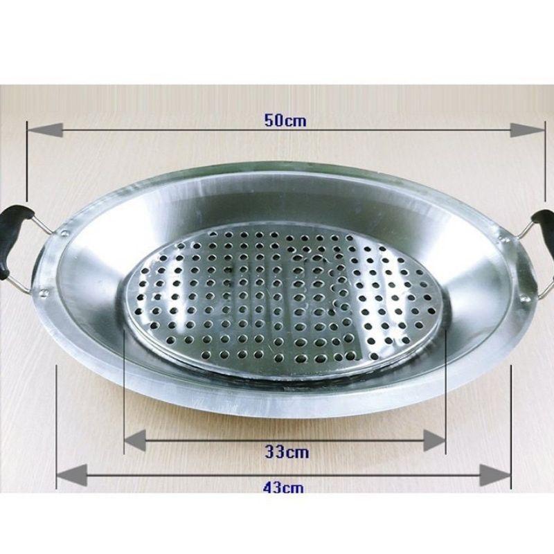 Khay om cá inox kèm vỉ hấp (Khay Nấu cá chép om dưa)