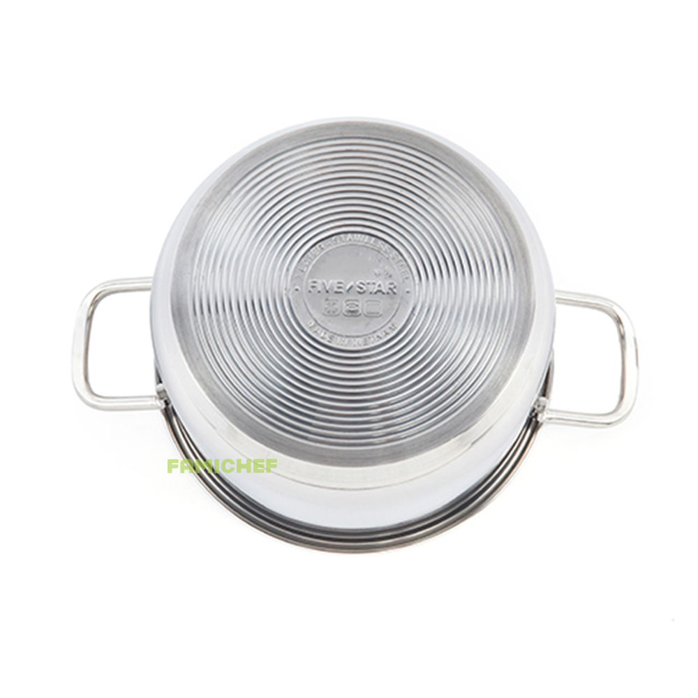 Bộ 4 nồi inox 3 đáy nắp kính FiveStar FS08CG