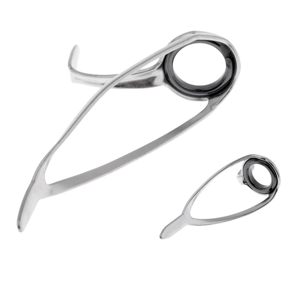 6Pcs Fishing Rod Guides Ring Eye Rings Double Leg Mixed Sizes Rod Repair Kit
