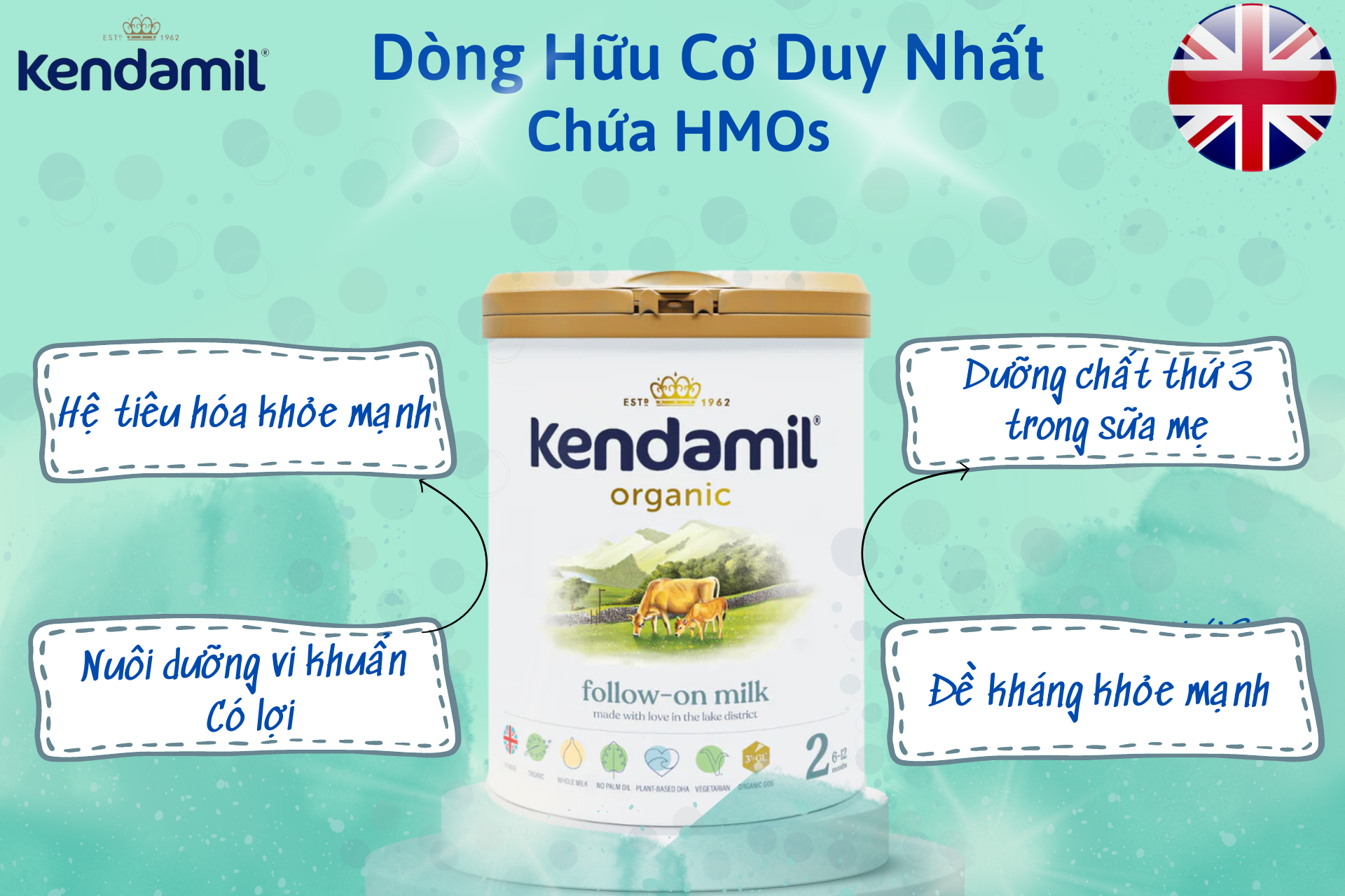 Sữa Kendamil Organic số 1 - 800g - Nhập khẩu Vương quốc Anh